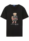 Polo Ralph Lauren Mens Fa25 Black Holiday Bear Bear-print Short-sleeve Cotton T-shirt In Black