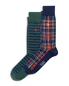 Polo Ralph Lauren Holiday Plaids Crew Socks, Pack Of 2 In Blue