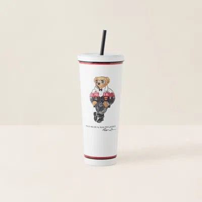 Polo Ralph Lauren Holiday Polo Bear Beverage Cup & Straw In White/red/black In Multi