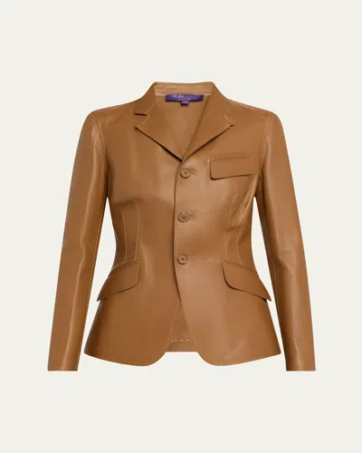 Polo Ralph Lauren Hollis Slim Leather Jacket In Brown