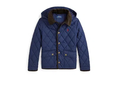 Polo Ralph Lauren Hooded Barn Jacket (big Kid) Boy's Coat Newport Navy : Md (10-12 Big Kid), Corduroy/cotton/nylon In Blue