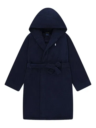 Polo Ralph Lauren Kids' Hooded Belted Robe In Blue