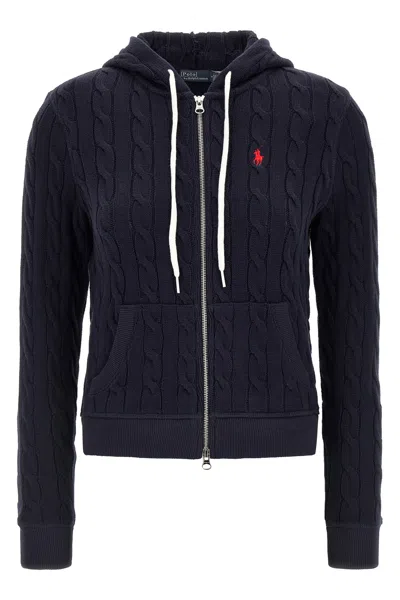 Polo Ralph Lauren Hooded Cardigan In Blue