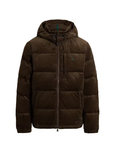 Polo Ralph Lauren Hooded Corduroy-texture Jacket In Brown