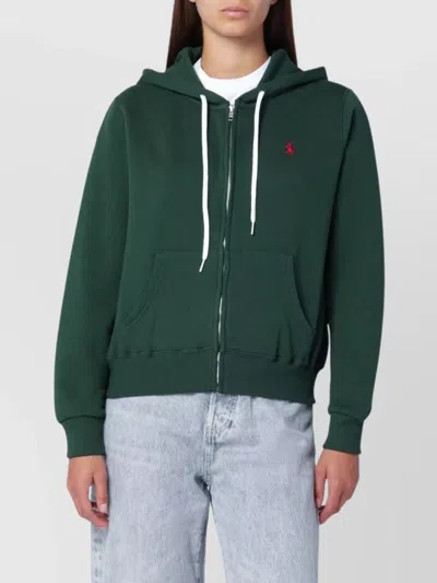 POLO RALPH LAUREN HOODED COTTON BLEND SWEATSHIRT FEATURING POCKETS