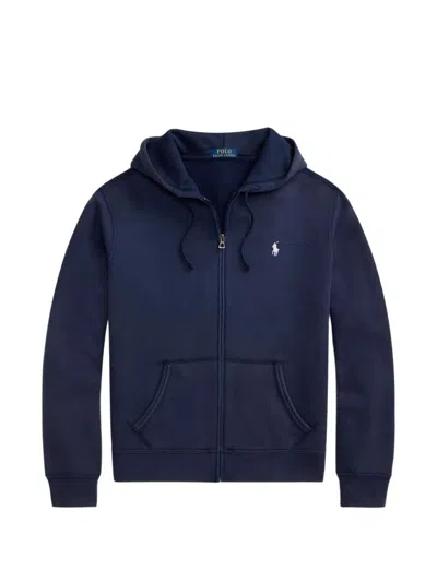 Polo Ralph Lauren Hooded Full Zip Long Sleeves Sweatshirt In Blue