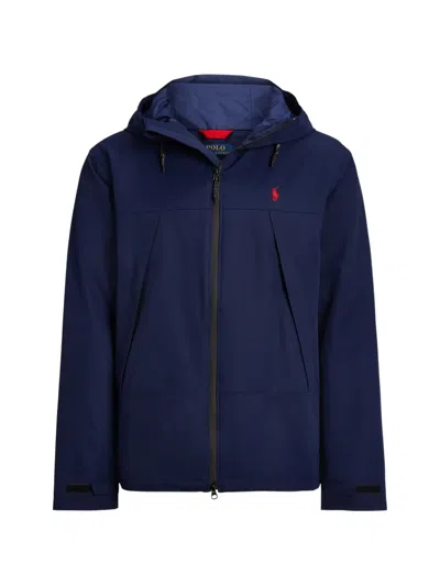 Polo Ralph Lauren Hooded Logo-embroidered Jacket In Blue