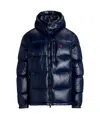 Polo Ralph Lauren Black Down Jacket With Patent Effect And Embroidered Pony Logo On Chest In Tech Fabric Man In Blue