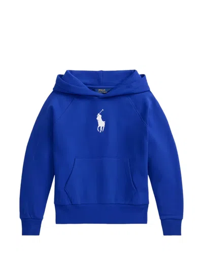 Polo Ralph Lauren Kids' Hooded Pouch Sweatshirt In Blue