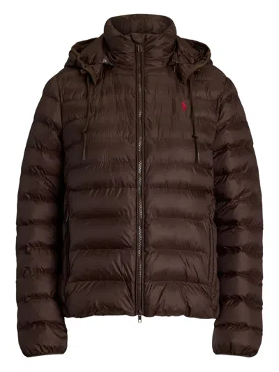 Polo Ralph Lauren Hooded Puffer Jacket In Brown