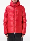 Polo Ralph Lauren Quilted Hooded Bomber Jacket With Zippered Pocket In Red