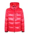 Polo Ralph Lauren Quilted Hooded Bomber Jacket With Zippered Pocket In Red