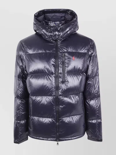 POLO RALPH LAUREN HOODED QUILTED BOMBER JACKET AND POCKETS