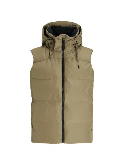 Polo Ralph Lauren Hooded Quilted Gilet In Brown
