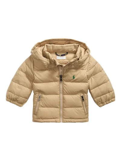 Polo Ralph Lauren Babies' Hooded Quilted Jacket In Brown