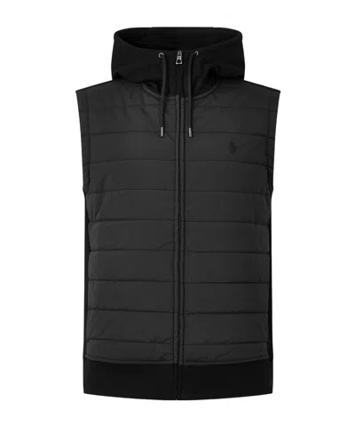 Polo Ralph Lauren Hooded Quilted Vest In Black