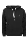 Polo Ralph Lauren Drawstring Hood Kangaroo Pocket Sweatshirt In Black