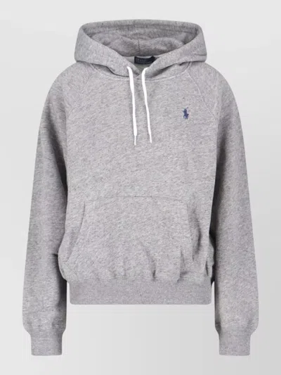 Polo Ralph Lauren Cotton Blend Hooded Sweatshirt Kangaroo Pocket In Gray