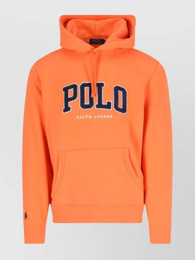 Polo Ralph Lauren Hooded Sweatshirt Front Pocket In Orange