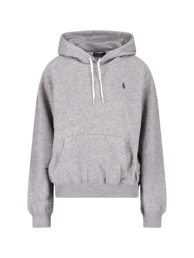 Polo Ralph Lauren Hooded Sweatshirt Drawstring Kangaroo Pocket In Gray