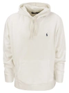 Polo Ralph Lauren Mens Embroidered-logo Double-knit Cotton-jersey Hoody Pale Cream Xl In White