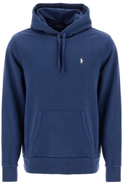 Polo Ralph Lauren Hooded Sweatshirt With Embroidered Pony In Navy