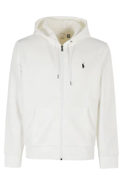Polo Ralph Lauren White Hoodie With Contrasting Logo Embroidery In Cotton Man