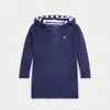 Polo Ralph Lauren Hooded Terry Cover-up In Newport Navy/white
