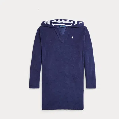 Polo Ralph Lauren Kids' Hooded Terry Cover-up In Newport Navy/white