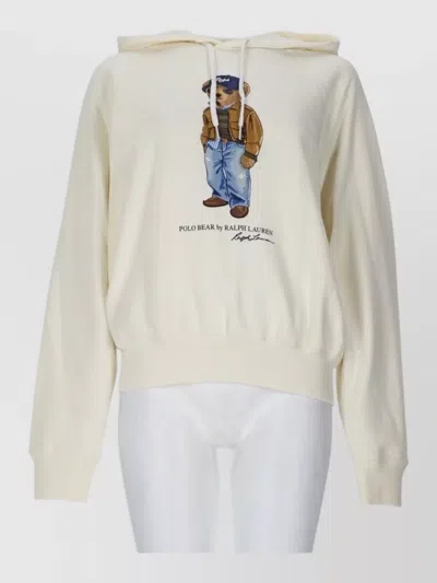 Polo Ralph Lauren Hooded Top Ribbed Cuffs And Hem In Neutral