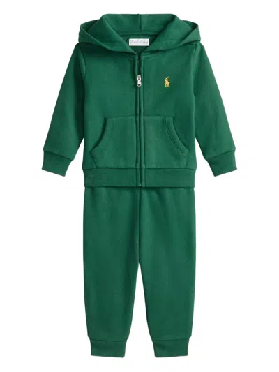 Polo Ralph Lauren Babies' Hooded Trouser Set In Green