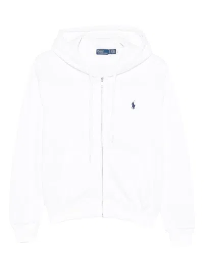 Polo Ralph Lauren Hooded Zip Sweatshirt In White
