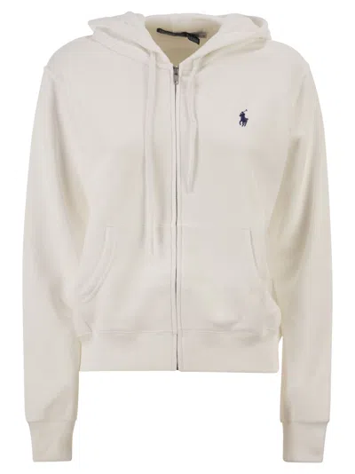 Polo Ralph Lauren Hooded Zip Up Sweatshirt In Neutral