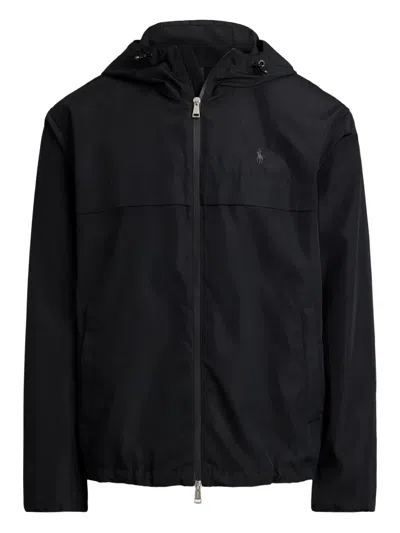 Polo Ralph Lauren Hooded Zip Windbreaker In Black