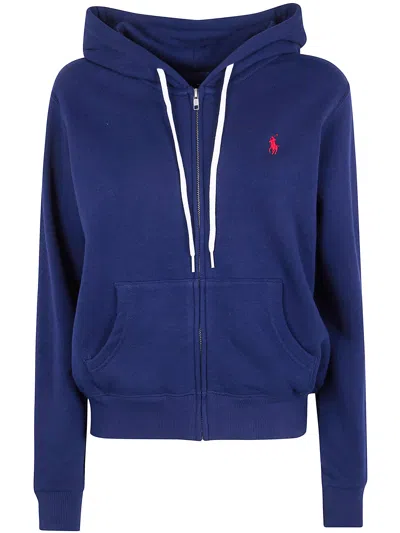 Polo Ralph Lauren Hooded Zip-up Sweatshirt In Blue