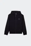 Polo Ralph Lauren Double-knitted Full-zip Hoodie With Signature Embroidery In Black