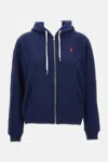 Polo Ralph Lauren Textured Cable Knit Cotton Sweatshirt With Zip Fastening In Blue