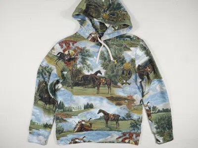 Pre-owned Polo Ralph Lauren Hoodie Equestrian Fleece Horses Scenic S In Multicolor