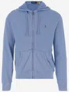 Polo Ralph Lauren Pony Embroidered Zipped Drawstring Hoodie In Clear Blue