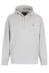 Polo Ralph Lauren Grey Cotton Hoodie With Contrasting Embroidered Logo In Gray