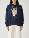 Polo Ralph Lauren Brushed Cotton Blend Sweatshirt With Iconic Polo Bear In Blue