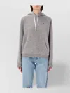 Polo Ralph Lauren Cropped Heathered Hoodie With Drawstring And Kangaroo Pocket In Gray