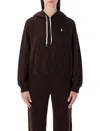 Polo Ralph Lauren Fleece Cotton Hoodie With Logo Embroidery In Brown