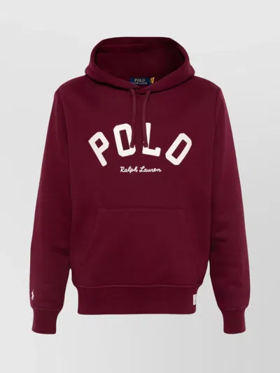 Polo Ralph Lauren Hoodie With Front Kangaroo Pocket In Red