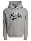 Polo Ralph Lauren Logo Embossed Drawstring Hoodie In Gray