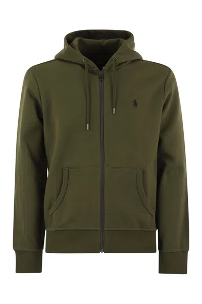 Polo Ralph Lauren Double Knit Cotton Blend Zip Hoodie In Alpine Heather