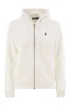 Polo Ralph Lauren Hip-length Zip Hoodie With Drawstring Hood In White