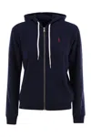 Polo Ralph Lauren Zip-up Hoodie With Drawstring Hood And Kangaroo Pockets In Blue