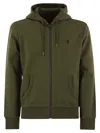 Polo Ralph Lauren Double Knit Cotton Blend Zip Hoodie In Olive Green