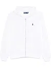Polo Ralph Lauren Zip-up White Sweater With Classic Hood And Front Pocket In White